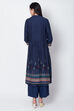 Indigo Viscose Front Open Printed Kurta image number 5