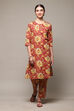 Mustard Cotton Straight Kurta Relaxed Pant Suit Set image number 6