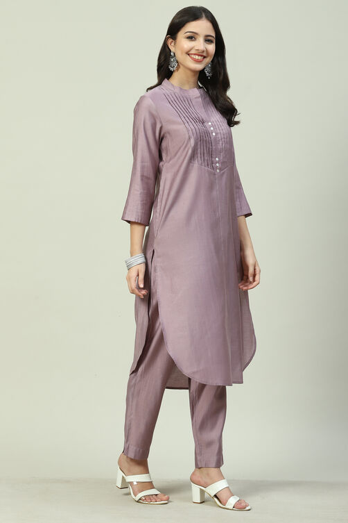 Mustard Poly Viscose Straight 2 Piece Set image number 3