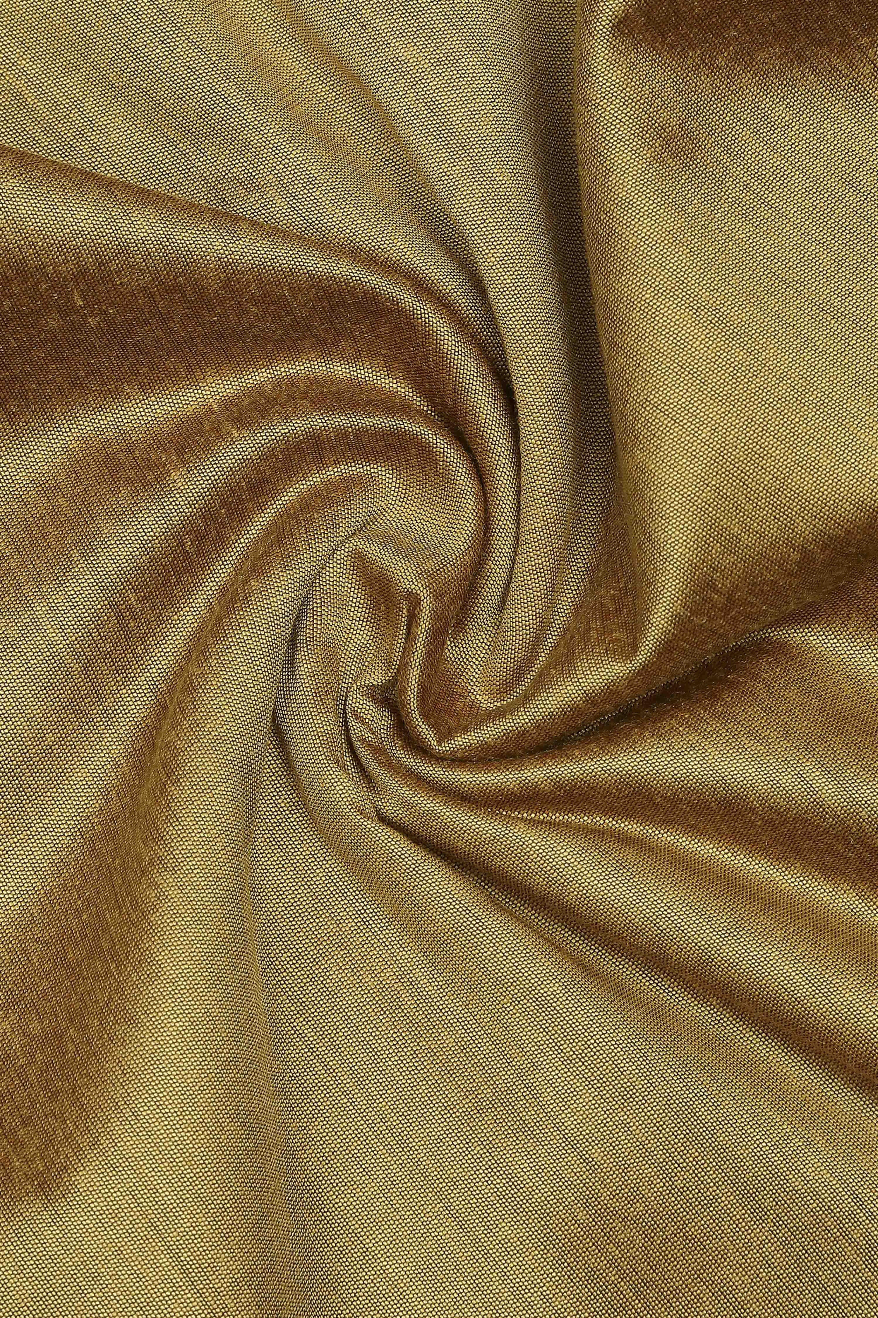 Mustard Banarasi Chanderi Banarasi Print Unstitched Suit Set image number 2