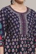 Navy Cotton Anarkali Printed Suit Set image number 1