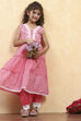 Dark Blue Cotton Tiered Printed Kurta Salwar Set image number 7