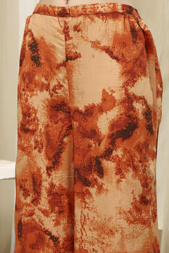 Orange Printed Straight Co-ord Set image number 2