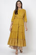 Rust Cotton Flared Printed Kurta image number 2