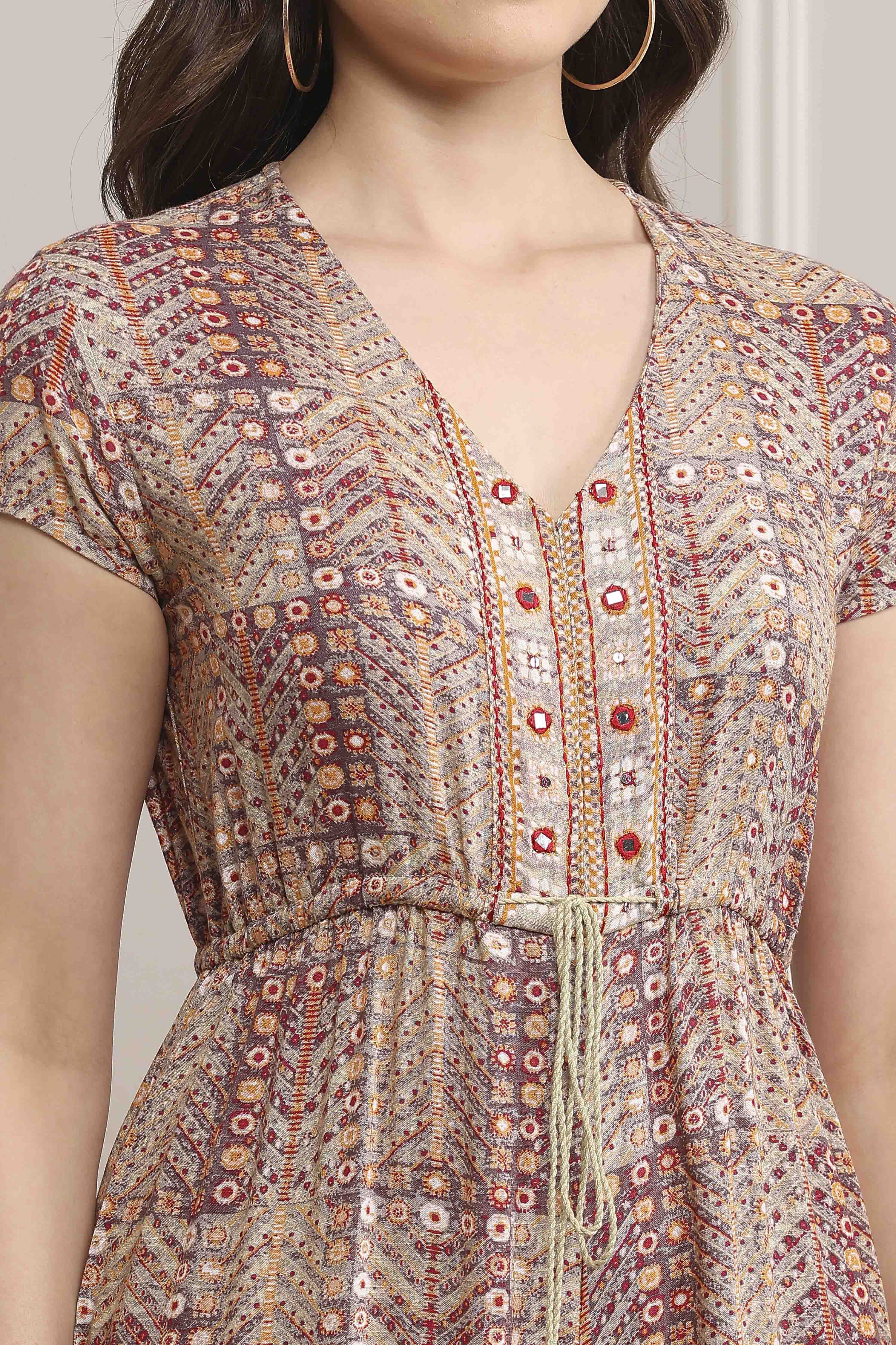 Grey LIVA Straight Printed Jumpsuit image number 1