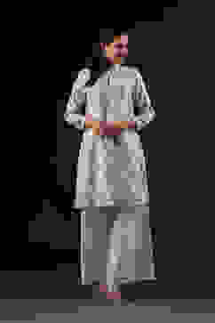 Rohit Bal Off White Cotton Silk Straight Printed Suit Set image number 6