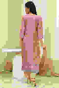 Peach Cotton Screen Print Unstitched Suit Set image number 5