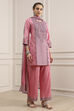 Light Pink Cotton Straight Printed Suit Set image number 5