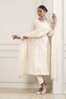 Ecru Cotton Embroidered Kalidar Suit Set image number 7