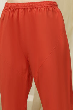 Orange Cotton Printed Anarkali Suit Set image number 2