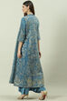 Charcoal Art Silk with Cape Printed Dress image number 4