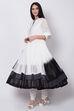 Off White And Black Cotton Anarkali Kurta Churidar Suit Set image number 0