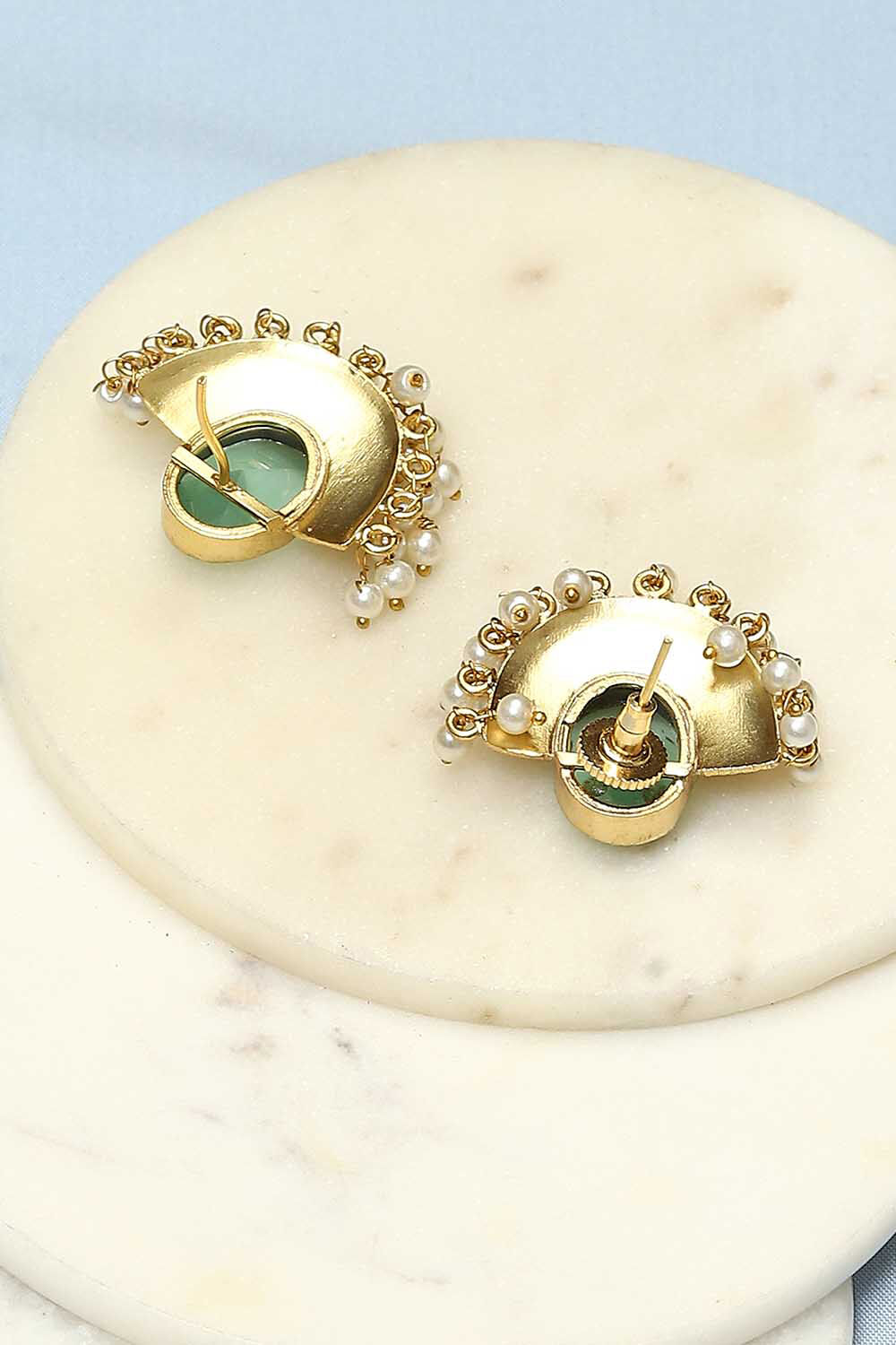 Mint Green Brass Earrings image number 2