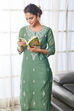 Sape Green Yard-Dyed Straight Kurta image number 5