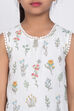 White Cotton A-Line Printed Dress image number 1