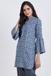 Denim Blue Cotton Straight Printed Kurta image number 2