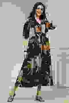 Black Viscose Rayon Straight Printed Dress image number 4