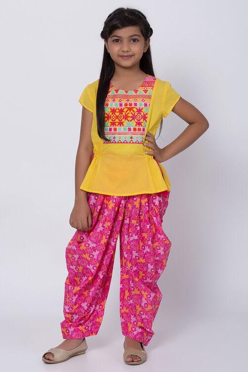 Yellow Cotton Straight Kurta Salwar Suit Set image number 0
