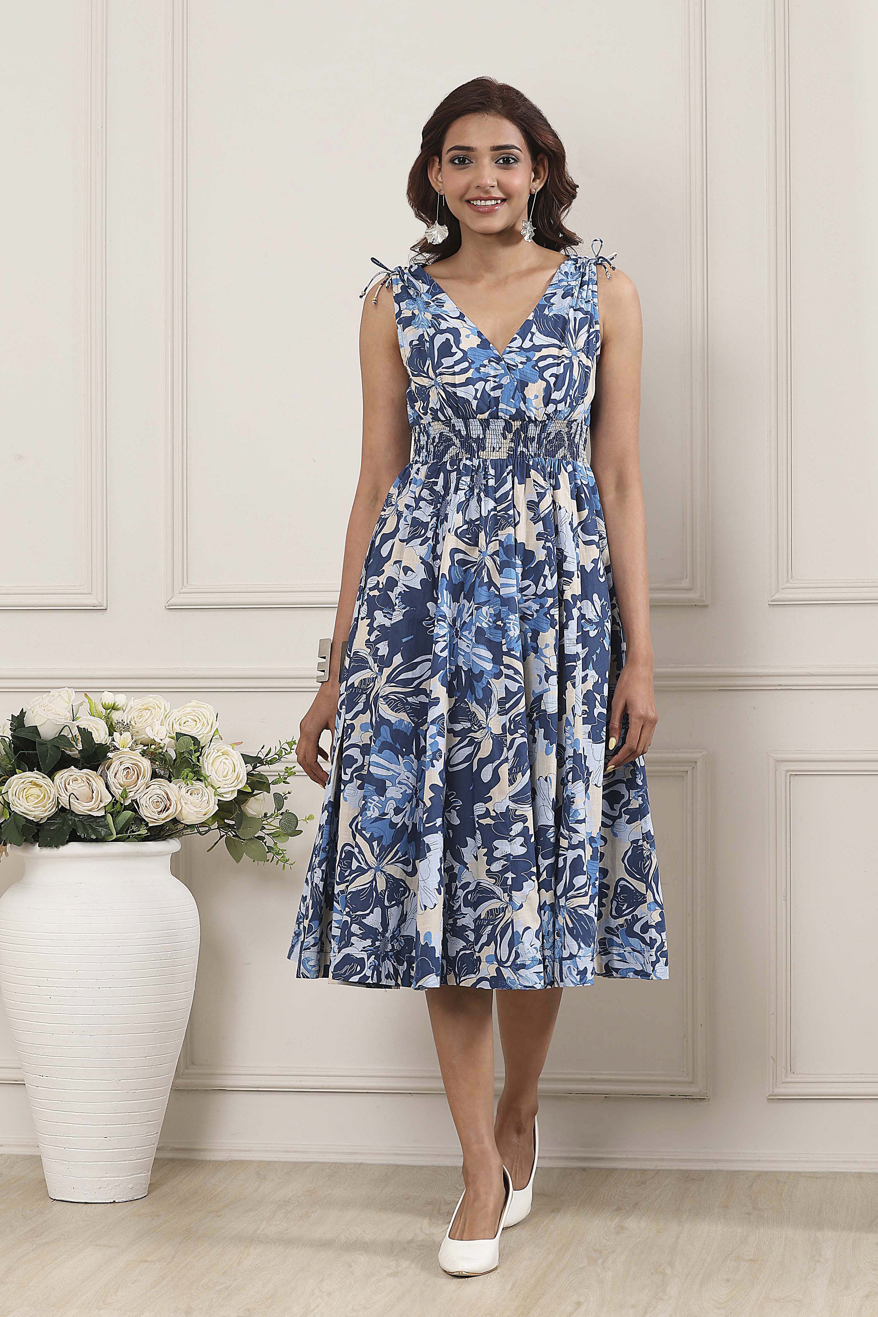 Blue Cotton Kalidar Dress image number 5