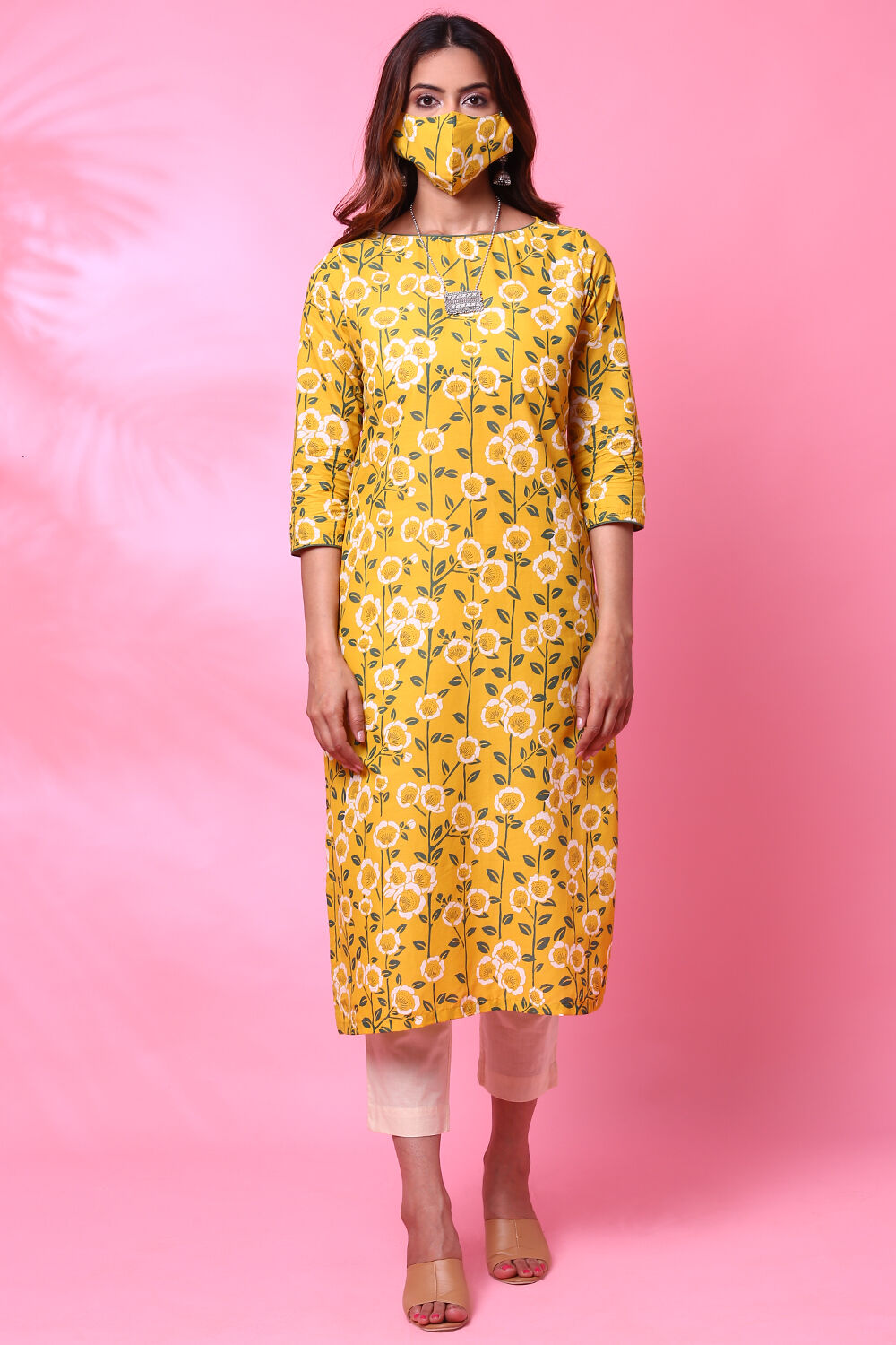 Black Cotton Straight Printed Kurta image number 2