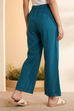 Teal Textured Straight Cotton Palazzo image number 6