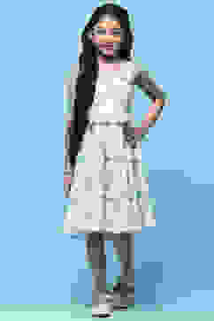 White Floral Strappy Tiered Dress With Scalloped Frill image number 5