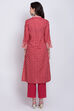Red Cotton Straight Kurta Pant Suit Set image number 4
