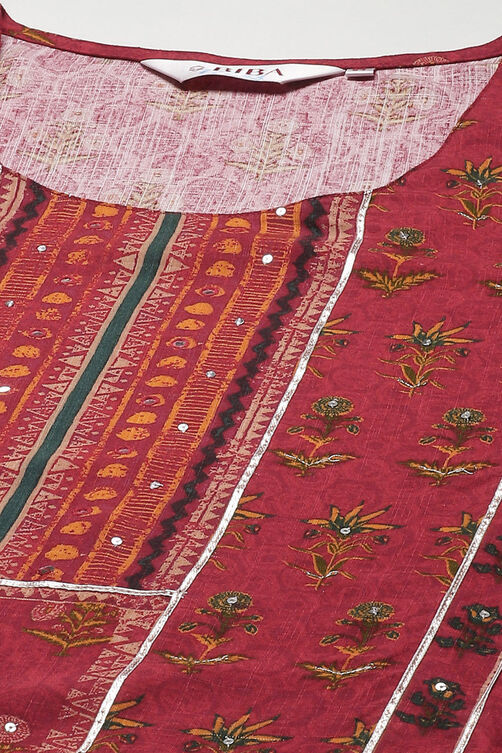 Rust LIVA Straight Printed Kurta image number 1