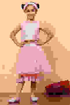 Champagne Nylon Net Sequin Top and Short Skirt Set image number 5