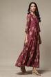 Golden Yellow Cotton Blend Tiered Printed Dress image number 4