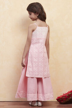 Pink Cotton Straight Suit Set image number 4