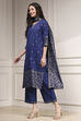 Blue Cotton Printed Straight Suit Set image number 3
