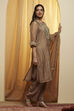 Grey Viscose Metallic Straight Suit Set image number 4
