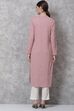 Blush Pink Cotton Straight Printed Kurta image number 4