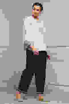 Black Polyester Straight Palazzos image number 0