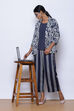 Indigo LIVA Printed Blazer Set