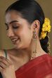 Red & Green Gold Plated Alloy Drop Earrings image number 3