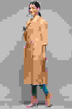 Orange Cotton Printed Straight Kurta image number 2