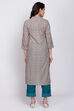 Peach Cotton Straight Printed Kurta image number 4