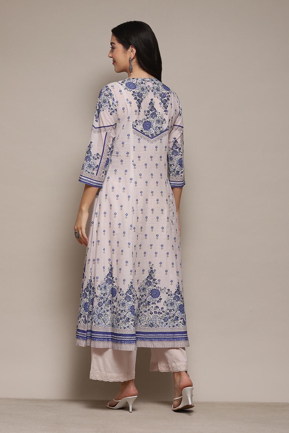 Red Cambric Kalidar Printed Kurta Palazzo Suit Set image number 5