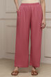 Light Pink Viscose Rayon Straight Palazzos image number 0