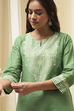 Pink Pure Cotton Printed Straight Kurta image number 1