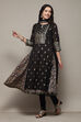 Black Poly Modal Layered Printed Kurta Churidar Suit Set