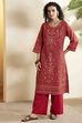 Olive Green Cotton Floral Printed Straight Kurta image number 0