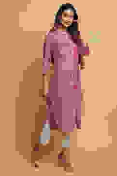 Pink Rayon Straight Kurta Pants Set image number 4