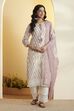 Black & White Printed Cotton Straight Kurta Set image number 6