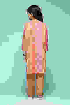 Mustard Polyester A-Line Printed Kurta Set image number 4