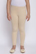 Beige Cotton Lycra Solid Leggings image number 3