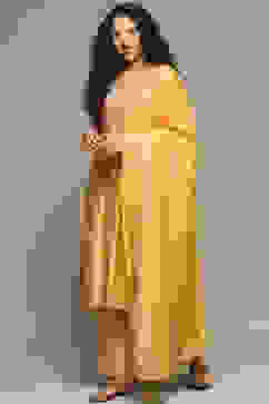 Ochre Cotton Blend A-Line Kurta Palazzo Suit Set image number 5