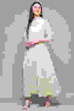 White Polyester Blend Straight Dress image number 2